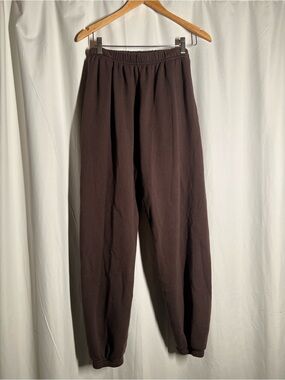 Los Angeles Apparel Dark Brown Elastic-Waist Joggers
